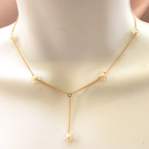 MONET Pearl Bead Gold Tone Y Necklace New - Picture 6 of 6